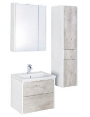 RONDA Шкаф зеркальный 600 мм, бетон/белый матовый