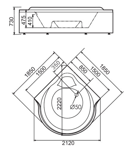 Акриловая ванна Gemy G9088 O