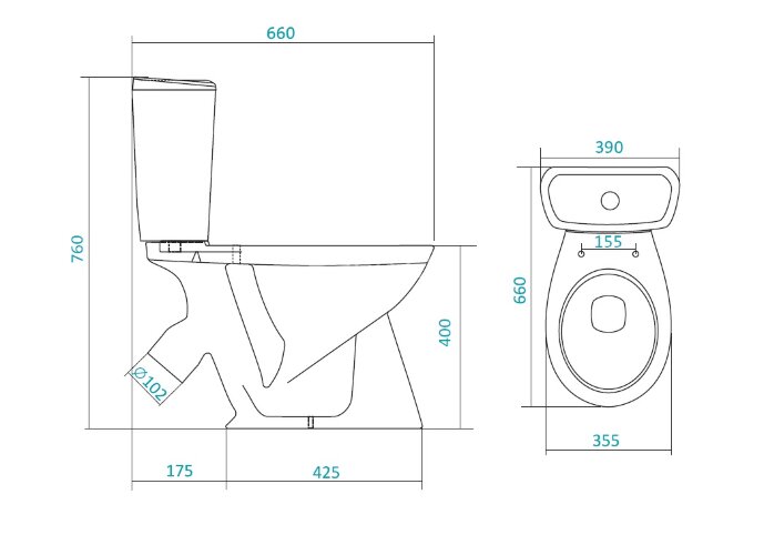 Унитаз-компакт Santek "Бриз" эконом 1-режим, с сиденьем, белый (1.WH20.2.569)