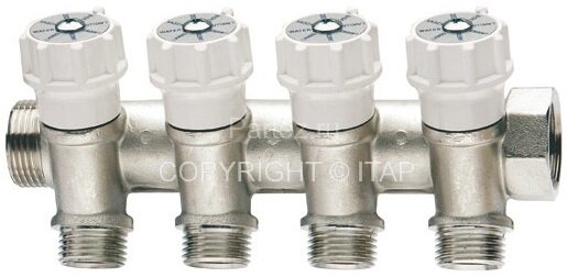 Коллектор с регулировочными вентилями 1"ВН-1/2"х4 вых. ITAP