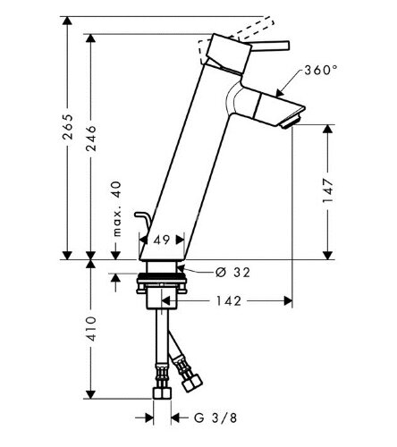 Hansgrohe 32052000 Talis Смеситель для раковины, однорычажный, 150, 1/2