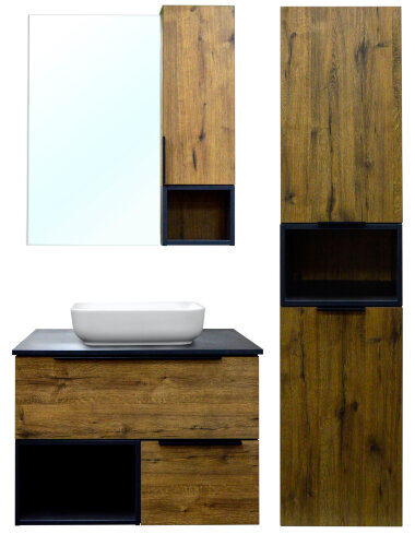 Тумба подвесная Azario Gris 75 750х500х560 с нишей, без столешницы, цвет Дуб Веллингтон (CS00080429)