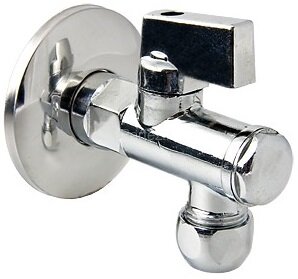 Кран шаровой угловой с фильтром и цанговым зажимом 1/2"хМ10 VALTEC