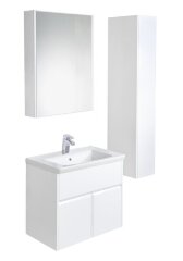 UP Шкаф зеркальный 600 мм правый, белый глянец