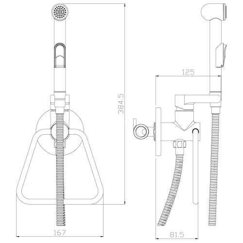 Смеситель Rossinka X25-55 с гигиеническим душем встраиваемый