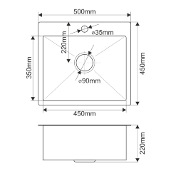 Мойка H5045/2 MELANA ProfLine 3,0/200 САТИН врезная прямоугольная без коландера H5045/2