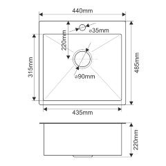 Мойка H44485 MELANA ProfLine 3,0/200 САТИН врезная прямоугольная H44485