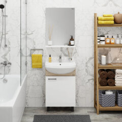 Тумба под раковину Onika Эко 52 напольная, правая, Black дуб сонома (105208)