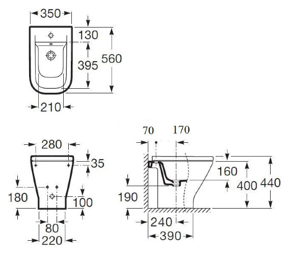 Биде напольное Roca GAP (7.3574.7.400.0)