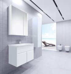 UP Шкаф зеркальный 800 мм, белый глянец