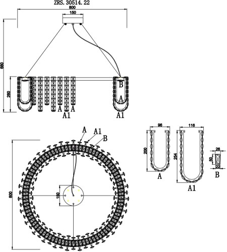 Подвесная люстра Zortes ZRS.30514.22