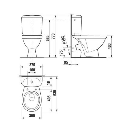 Унитаз-компакт Jika LYRA с горизонтальным выпуском (8.2423.6.000.242.9)
