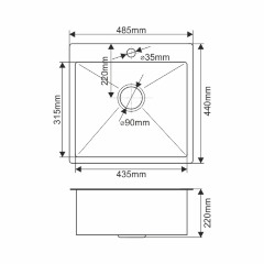 Мойка H48544 MELANA ProfLine 3,0/200 САТИН врезная прямоугольная с коландером H48544