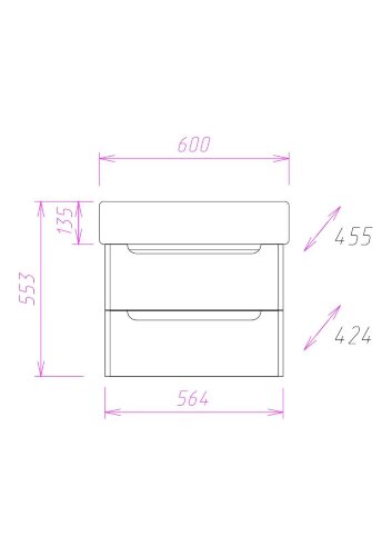 Тумба подвесная Onika Неаполь 60.13 (2 ящика) белая (106104)