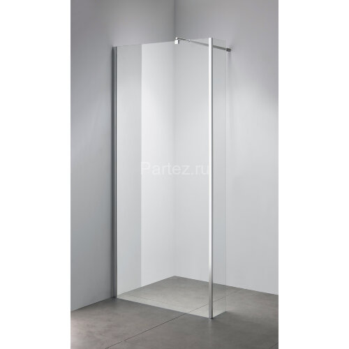 Душевая перегородка Loranto 140x195 Walk-in. Доп.створка 20см. Регулируемый кронштейн 80-100 Прозрачное стекло 6 мм. Профиль Хром (CS-L801 140)