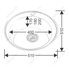 Мойка 510 MELANA 0,6/170 врезная круглая с сифоном (018 tb *16)