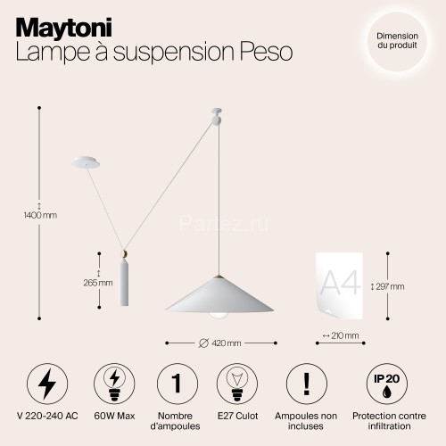 Подвесной светильник Maytoni P080PL-01W