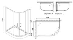 Душевое ограждение Loranto 120х80х195, высокий поддон 40 см, стекло 4мм ( CS-827HL)