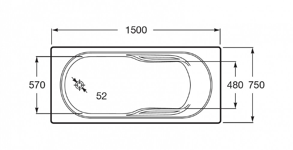 Roca Genova N Акриловая прямоугольная ванна 150x75x45
