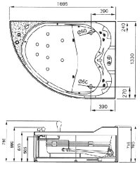Акриловая ванна Gemy G9086 K R
