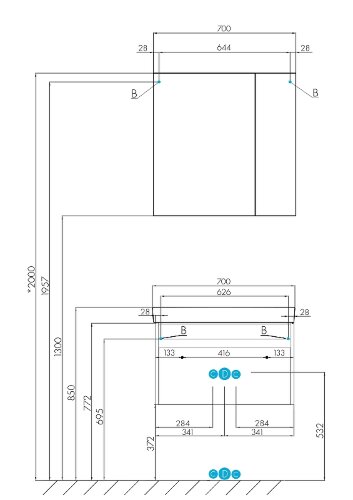 Тумба под раковину AQUATON Марти 70 подвесная, Белый/Дуб Эндгрейн (1A267501MY010)