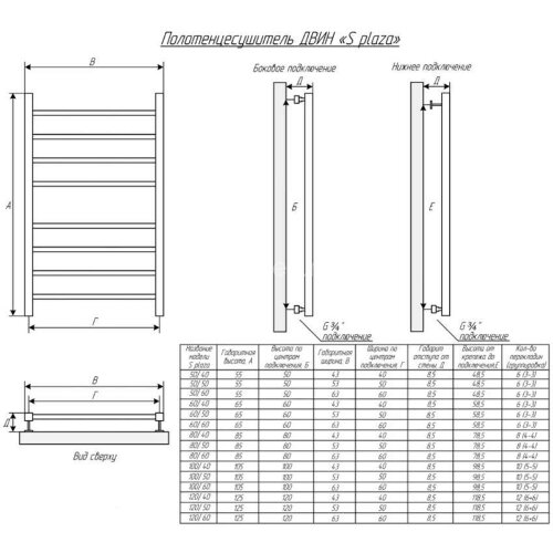 Полотенцесушитель водяной ДВИН S plaza 80/50 К3 Состаренная бронза 90(4656759174729)