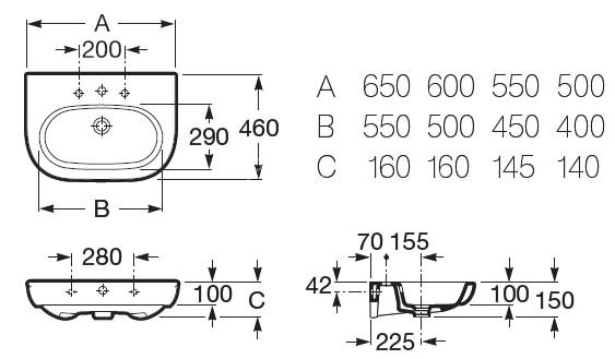 Z Раковина N - MERIDIAN 550 x 460 см б/пьед.