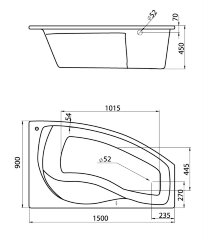 Ванна акриловая Santek Майорка асимметричная 150х90, правосторонняя, белая