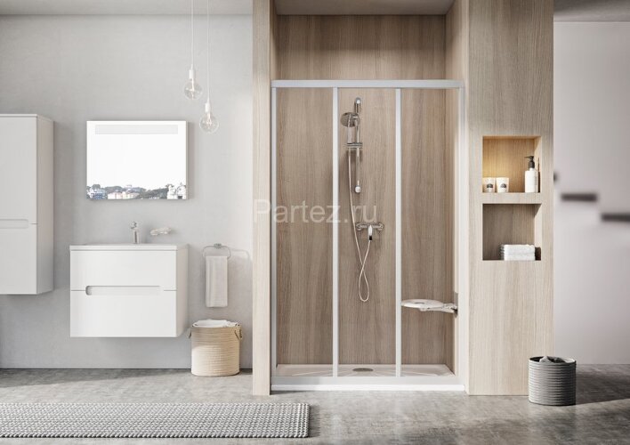 Душевая дверь Ravak Supernova раздвижная 111х188, толщина полотна 3мм универсальная, цвет профиля белый