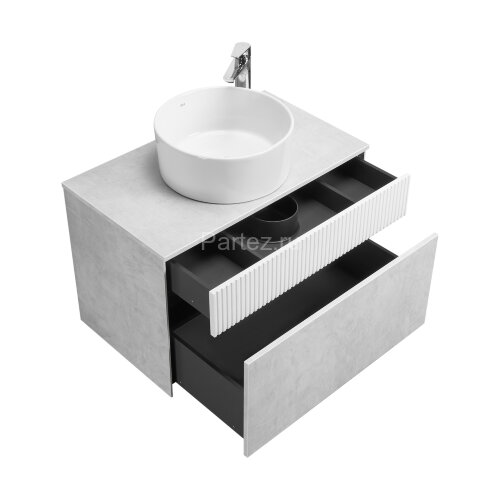 Тумба под раковину AQUATON Марбл 80 800х460х530 подвесная, Слэйт/Белый матовый (1A276201MH4C0)