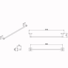 Полотенцедержатель AZARIO RINA трубчатый одинарный 58 см, хром (AZ-87001)
