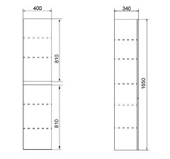Пенал подвесной Azario Мила 400х340х1650 универсальный, белый матовый (CS00080413)