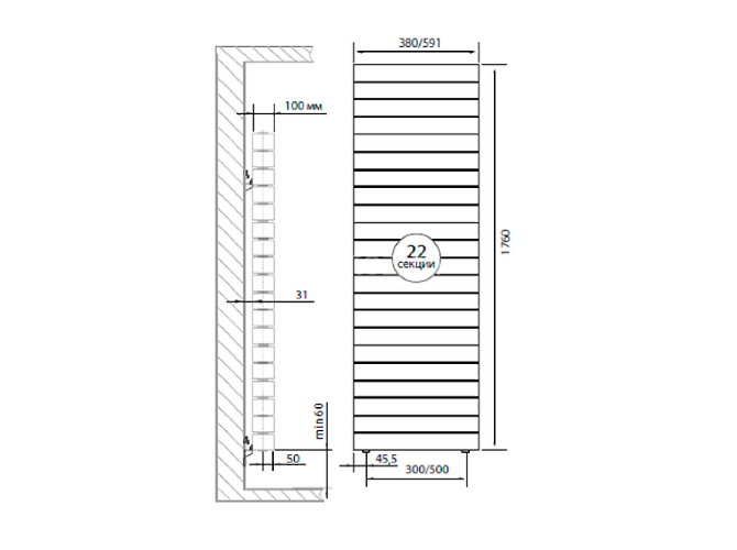 Биметаллический радиатор Royal Thermo PianoForte Tower 500/100-22 (Noir Sable)