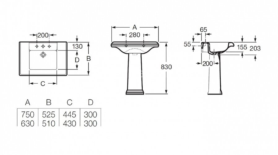 Roca AMERICA Раковина 750х525х203 мм