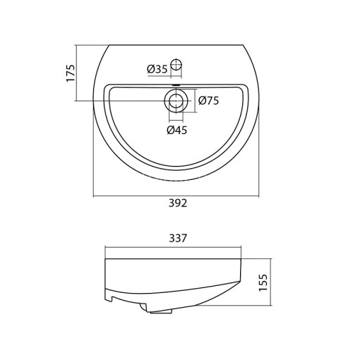 Раковина Santek Аллегро, 400 мм, белая (1.WH30.1.950)