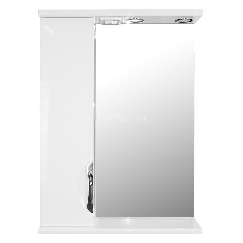 Зеркало-шкаф Loranto Стиль Соло 60 600х825х160 левостороннее, фрезерованный фасад, белый (CS00024779