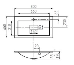 Раковина AQUATON Премьер М 800, белая (1A70493KPR010)