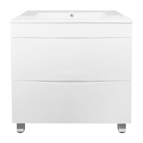 Комплект тумба Loranto Santorini 60 610х460х810 напольная, с раковиной Leon, Белый Глянец (CS0008697