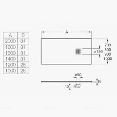 Душевой поддон Roca TERRAN 1400x800 с сифоном и решеткой, черный (AP10157832001400)