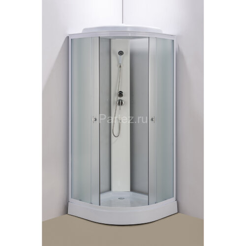 Душевая кабина Loranto 90x90x215 поддон 13 см, 4 мм матовое стекло, профиль и задняя стенка белого цвета (CS-981ТМ/W)