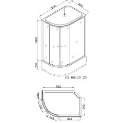 Душевая кабина Loranto 120х80х215 поддон 20 см, черный кирпичный узор, серое стекло 4 мм, профиль черный (CS-66120-20R GB 120)