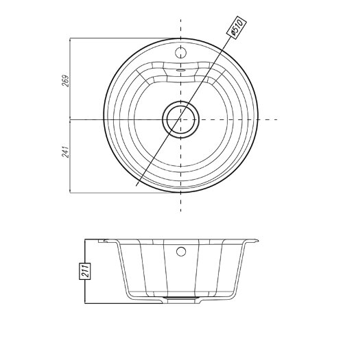 Кухонная мойка AQUATON Мида, цвет серый (1A712732MD230)