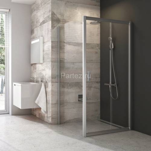 Неподвижная душевая стенка Ravak BLPS-90, профиль белый, цвет стекла "Водная зябь"