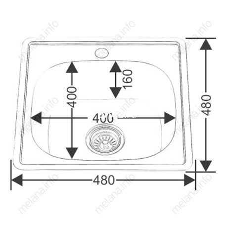 Мойка 4848 MELANA 0,6/160 ДЕКОР врезная квадратная с сифоном (207D t *15)