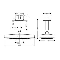 Верхний душ Hansgrohe Raindance Select E 300 2jet