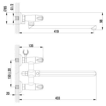Смеситель для ванны Lemark Lotus LM2701C