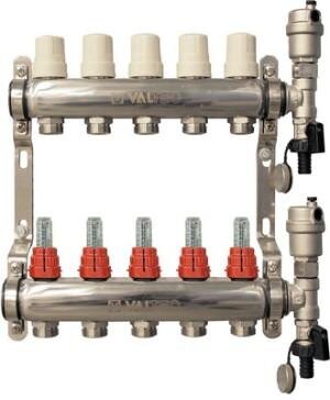 Коллекторная группа НЕРЖ. с расходомерами 1"х10х3/4"EK VALTEC