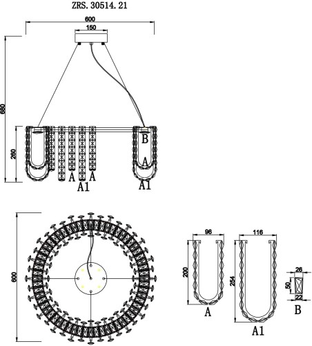 Подвесная люстра Zortes ZRS.30514.21