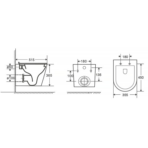 Унитаз подвесной Azario MONEO 530х365х370 безободковый, слив "Торнадо", в комплекте с быстросъемным
