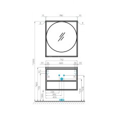 Зеркало AQUATON Лофт Фабрик 80, дуб кантри (1A242602LTDY0)